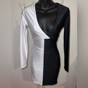 Very sex two toned black and white bodycon dress